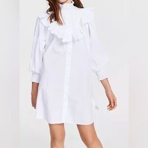 French Connection White Ruffled Blouse